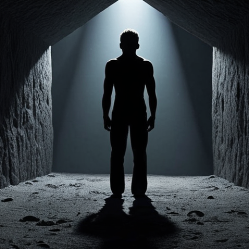 Home 18 **Prompt 1: The First Glimmer of Recognition**
A solitary figure, subtly silhouetted, stands in a vast, dimly lit, almost cavernous internal space. A single, focused beam of light, as if emanating from their own self, cuts through the profound darkness, illuminating a soft, indistinct shadow ahead. The figure's posture suggests a moment of dawning realization, a mix of trepidation and newfound courage as they confront a hidden part of themselves. The environment is mysterious and introspective, hinting at the vast, unexplored depths of the psyche. Cinematic lighting, high contrast, psychological realism with surreal elements.