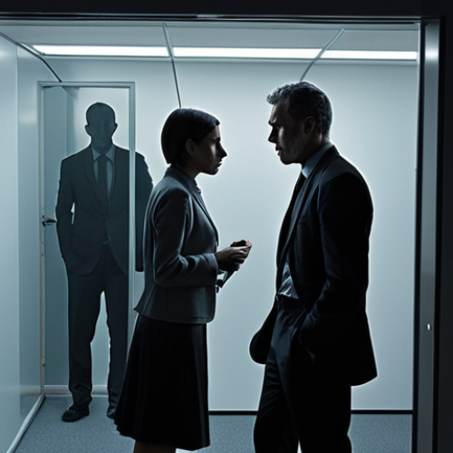 Home 17 "A modern office environment subtly permeated by swirling, dark, translucent 'shadows' and abstract forms representing emotional baggage. Stressed or silently clashing professional figures inhabit the space, their interactions hinting at underlying personal conflicts that subtly pollute the atmosphere, making it tense and unproductive. Conceptual art, dark undertones, subtle lighting."